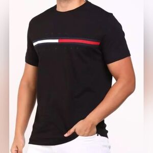Tommy Hilfiger Men's Tino Logo Short Sleeve T-Shirt Jet Black Size XL MSRP $39.5